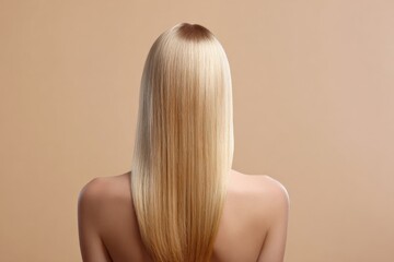 Naklejka premium Blonde female with long straight hair from back