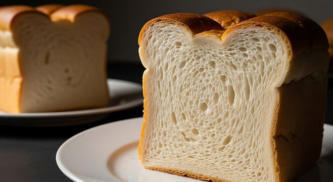 Rebanadas de pan de molde en platos blancos