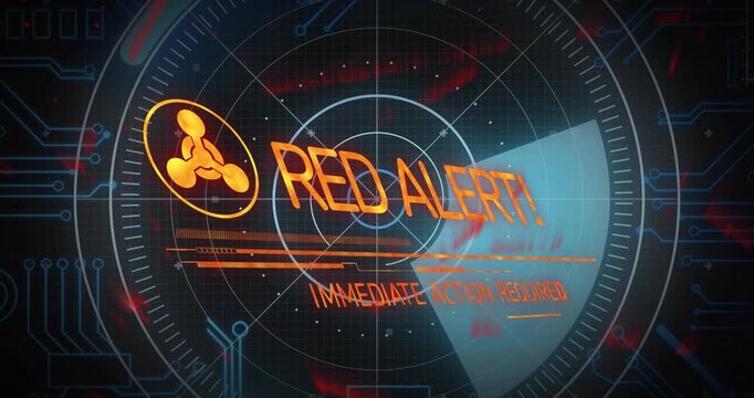Alert HUD animating with orange icon popping, blue sweep rotating, text scaling for urgent action