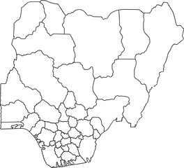 Obraz premium Blank Map of Nigeria with Administrative State Borders Outline Vector Illustration for Education Geography Presentation and Professional Graphic Design Mapping Projects