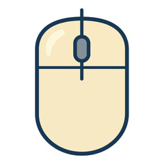 Beige And Blue Computer Mouse Vector Icon