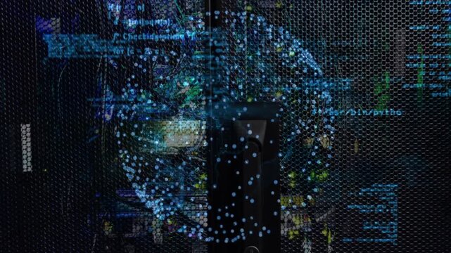 Python script launching, sphere forming, growing and streaming code across hex mesh to show data