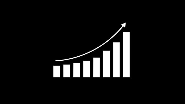 Business growth concept in graph chart showing marketing sales profit increasing to future target. business graph success Statistics bars columns growth animation arrow on transparent background 4k