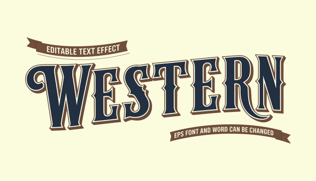 western, vintage editable text effect with retro ornament style for sheriff, outlaw, deputy, bandit, marshal, and gunslinger rank titles, rustic design.