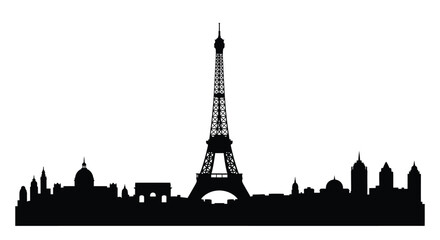 Black silhouette of Paris city skyline with Eiffel Tower vector