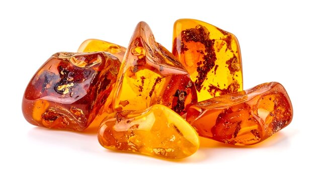 Amber Gems - A Collection of Polished Fossilized Resin.
