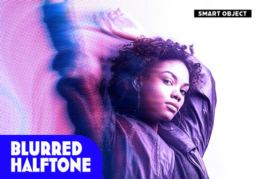 Blurred Neon Halftone Portrait Effect Mockup