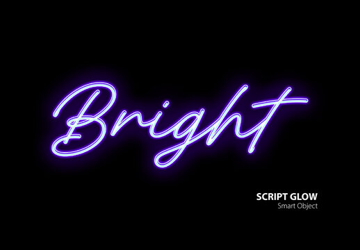 Electric Neon Script Glow Text Effect