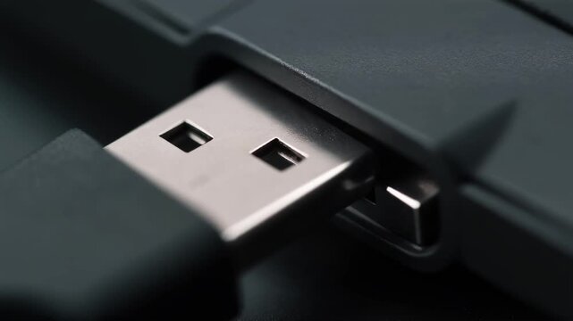Macro USB-C plug insertion crisp clarity close-up view
