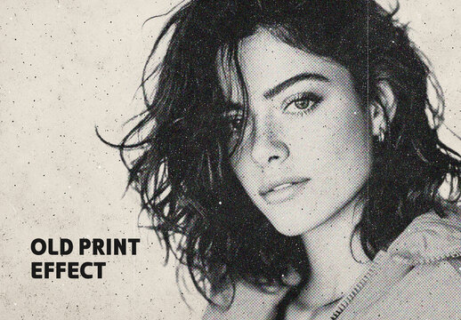 Halftone Old Print Effect Mockup