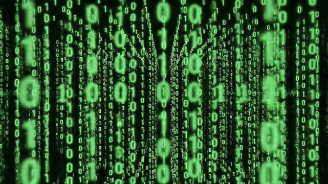 A technological backdrop composed of streaming green alphanumeric characters, evoking themes of information flow, software engineering, and virtual matrix environments