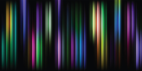 Fototapeta premium colorful luminous vertical beams with glossy glow on dark backdrop, vibrant spectrum light streaks.