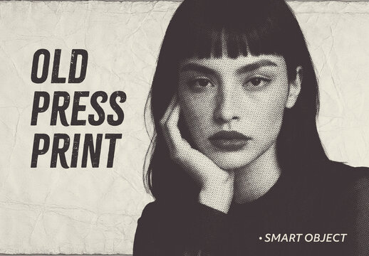 Old Press Print Effect Mockup