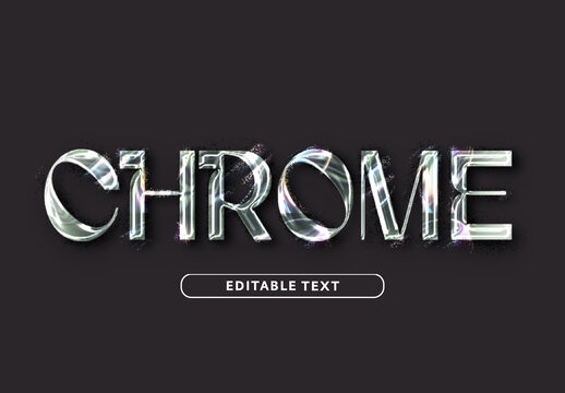 Silver Grunge Holographic Chrome Text Effect