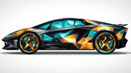 Fototapeta premium Stylish, polygonal sports car graphic design