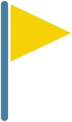 Yellow corner flag icon indicating field boundaries for soccer match strategy and sports rule visualization © achmad