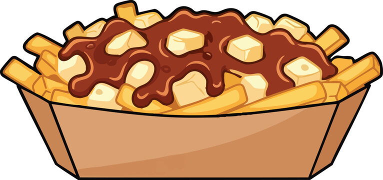 Delicious Poutine Dish with French Fries Cheese Curds and Gravy.