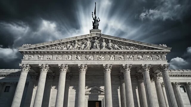 Classical building facade with columns