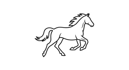 Obraz premium Simple line art illustration of a wild horse running freely, on an isolated white background.