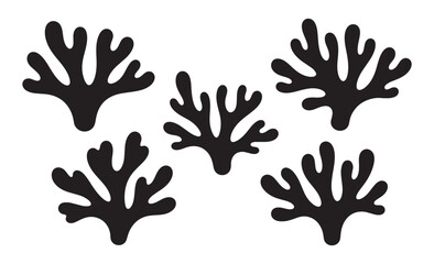 Obraz premium A simple black and white illustration of five coral shapes.