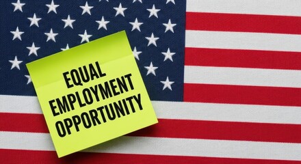 Fototapeta premium Promoting equal employment opportunity with the american flag in the background