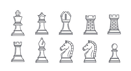 Chess Pieces Illustration Set on White Background. © mboku