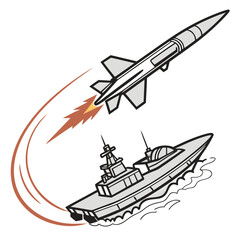 Gray military missile launched from warship