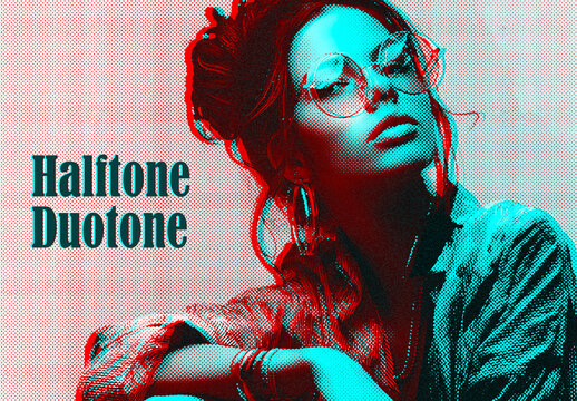 Anaglyph Halftone Duotone Photo Effect