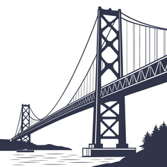 Obraz premium A detailed illustration of the iconic golden gate bridge spanning a calm body of water