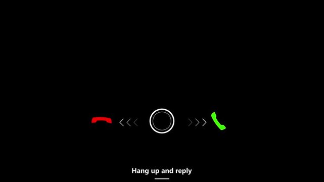 Phone call interface with hang up and reply options animated on black background hang up button desi