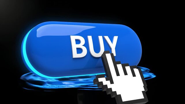 Blue buy button with hand cursor