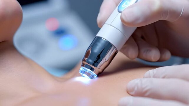 Medical professional administering a blood test using a sterile lancet device on a patient s finger for clinical diagnostics and healthcare