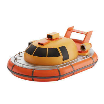 A vibrant orange and black hovercraft illustration with a playful design on transparent background high quality