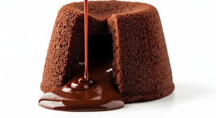 Delicious Chocolate Cake With Molten Center And Chocolate Sauce Dripping