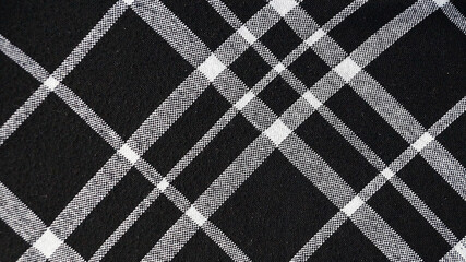 black and white diagonal plaid fabric texture background