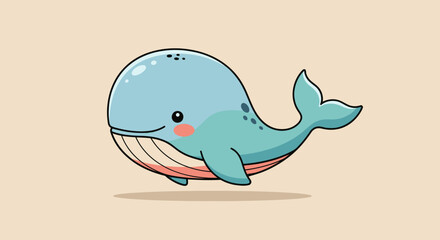 Cute Cartoon Whale on Surfboard. © TDF CREATIVE