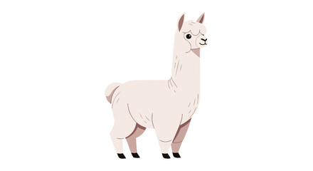 Fototapeta premium Charming stylized illustration of a fluffy white alpaca standing with a gentle expression, perfect for whimsical designs and creative projects