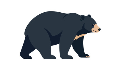 Obraz premium Stylized depiction of a solitary black bear with a distinct creamy chest patch, rendered against a clean white background for isolated focus