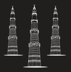 Obraz premium Shaheed Minar Bangladesh Black and White Vector Line Art