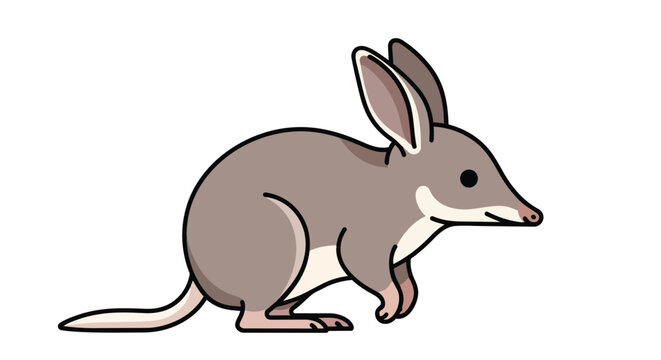 A simple cartoon illustration of a perentie or bilby, a cute Australian marsupial with long ears and a pointed snout, depicted on a white background.