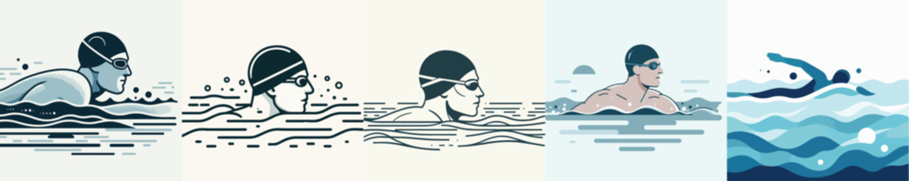 Vector Illustration of Man Swimming