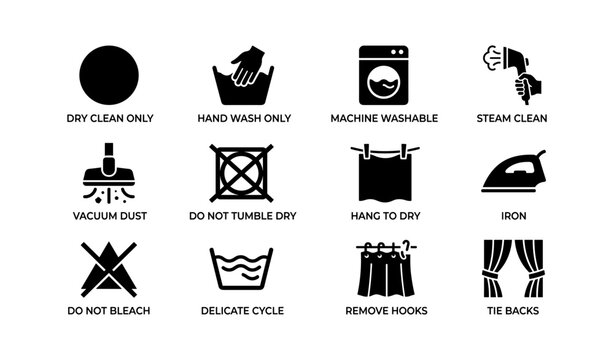 Laundry care symbols guide: washing, drying, and ironing instructions