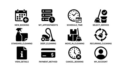 Fototapeta premium Icons for cleaning appointments and services scheduling