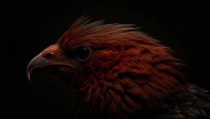 Close View of a Bird With Striking Feathers in a Dark Setting During the Evening Hours