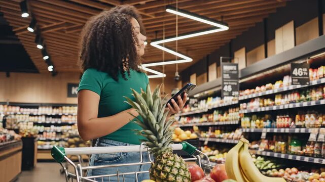 Woman shopping in grocery store