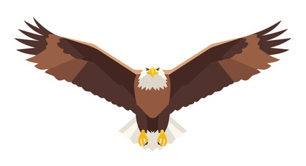 Fototapeta premium Majestic Bald Eagle Soaring with Wings Spread Wide in a Striking Geometric Design