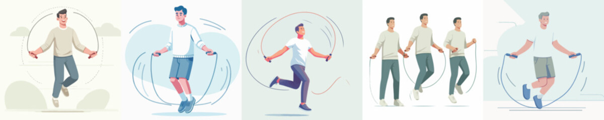 Vector Illustration of a Man Jumping Rope © Fajar