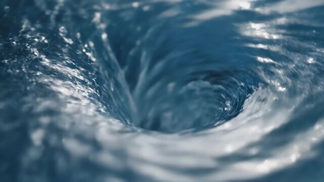 Closeup of swirling water vortex