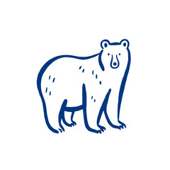 Obraz premium Cartoon bear standing with a simplistic design and outline 