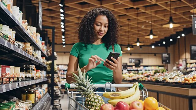 Woman shopping in grocery store